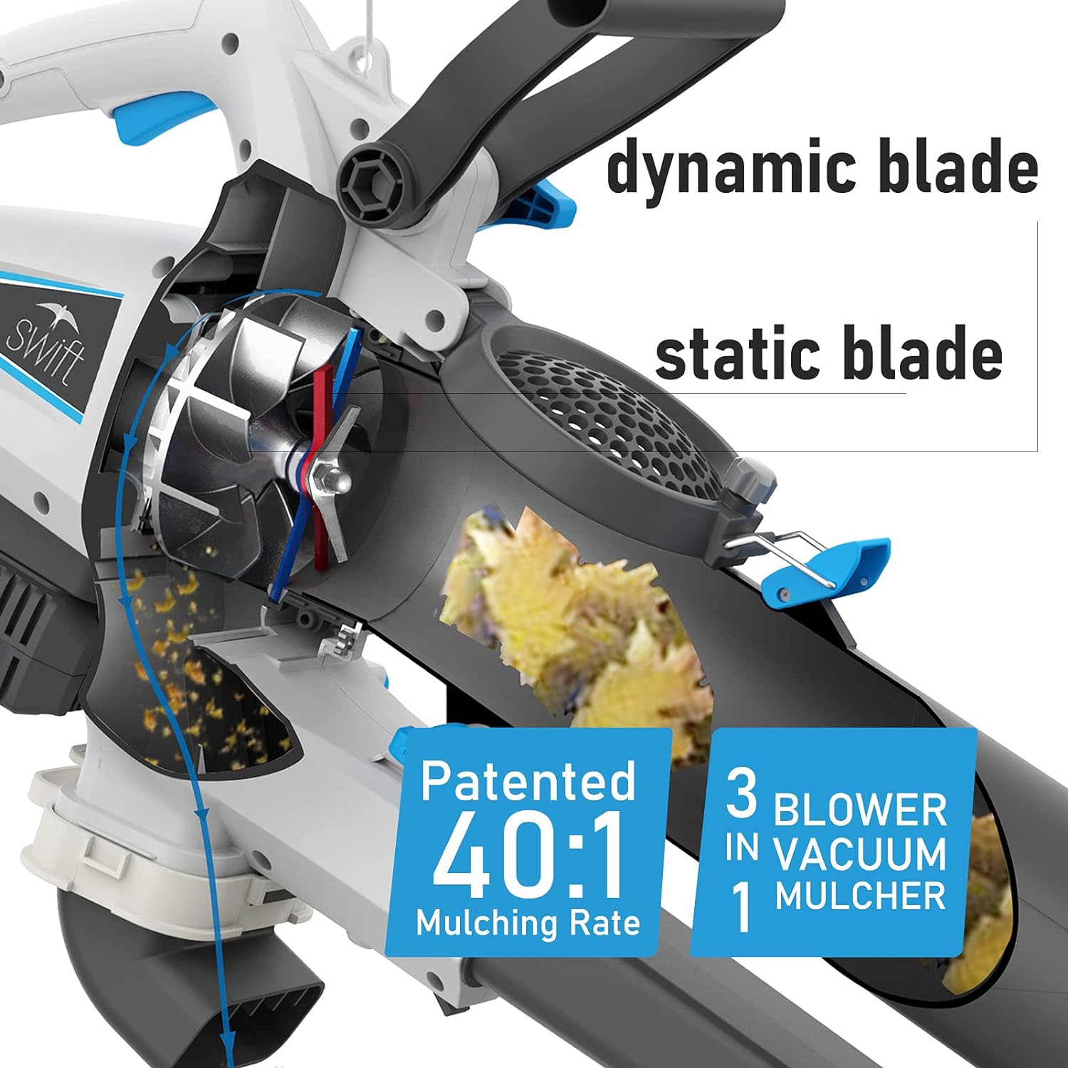 40V 3 in 1 Cordless Leaf Blower Vacuum and Mulcher