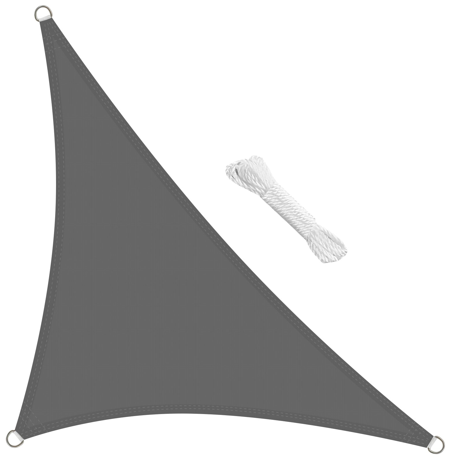 swift Sun Shade Sail 3.5m x 3.5m x 4.9m Waterproof Right Angle Triangle PES Polyester 98% UV Block 3.5x3.5x4.9 Meter Triangular Canopy Sail Shades for Garden Outdoor Patio with Free Ropes, Grey